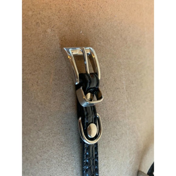 Faux Patent Crocodile Leather X-Small Dog Collar Cat Collar BLACK Alloy Buckle - Picture 9 of 9